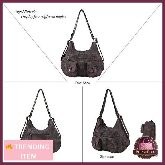 Soft Leather Multifunctional Hobo Backpack Crossbody Bag with Pockets - Picture 5 of 8